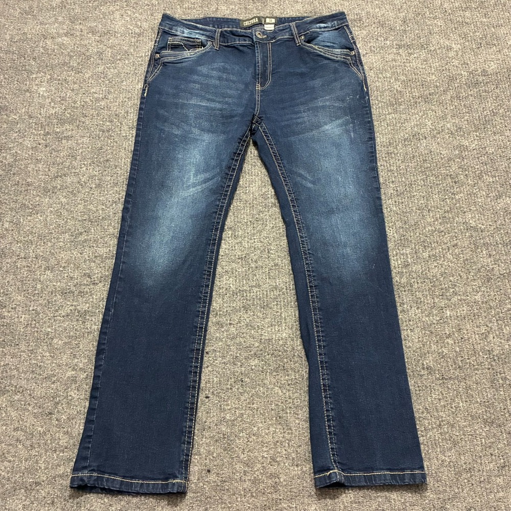 Cultura Mens Straight Fit Jeans‎ Size 36 Blue Denim Cotton Stretch Mid Rise